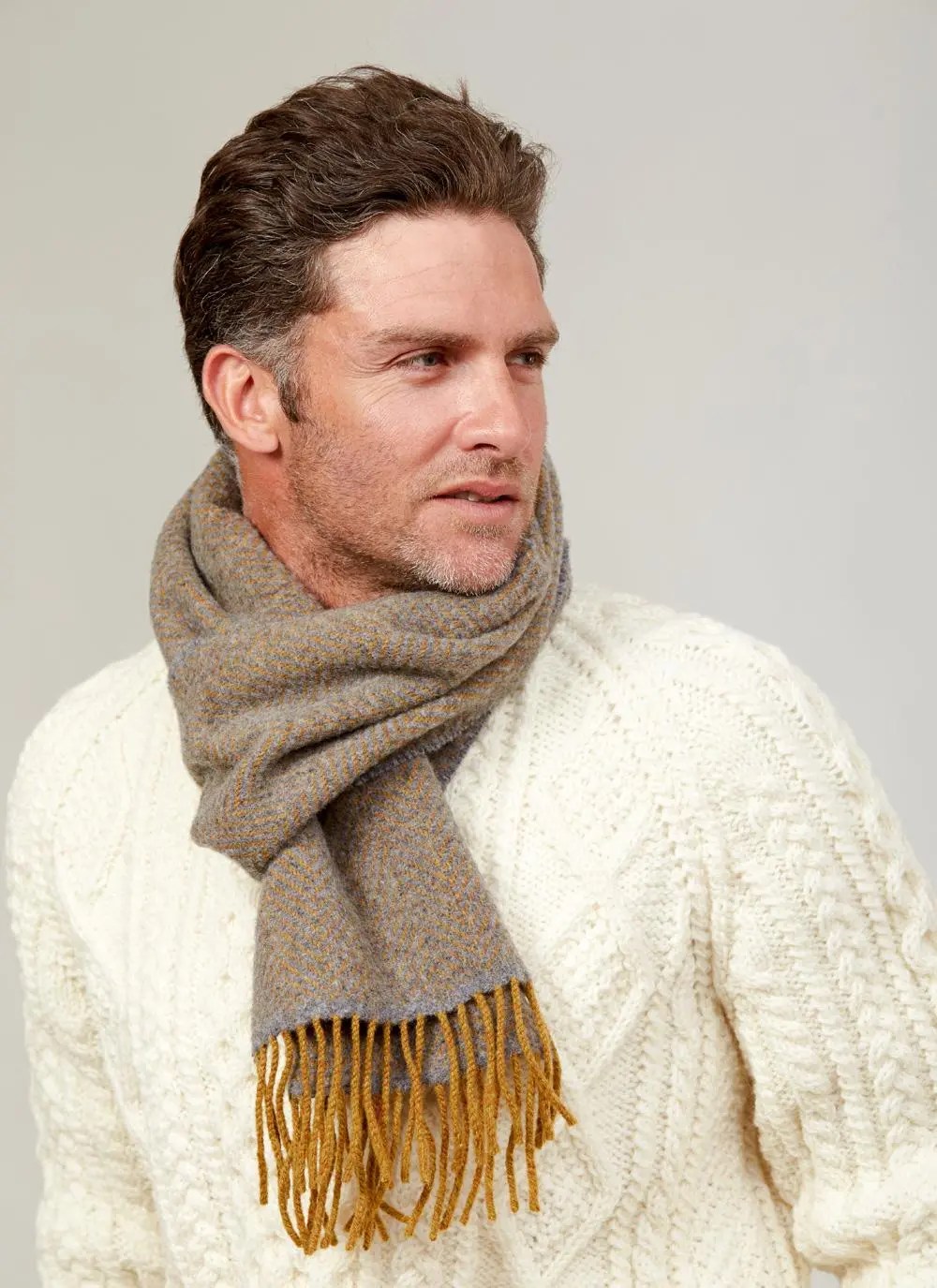 Wool Cashmere Honey Herringbone Scarf Blarney
